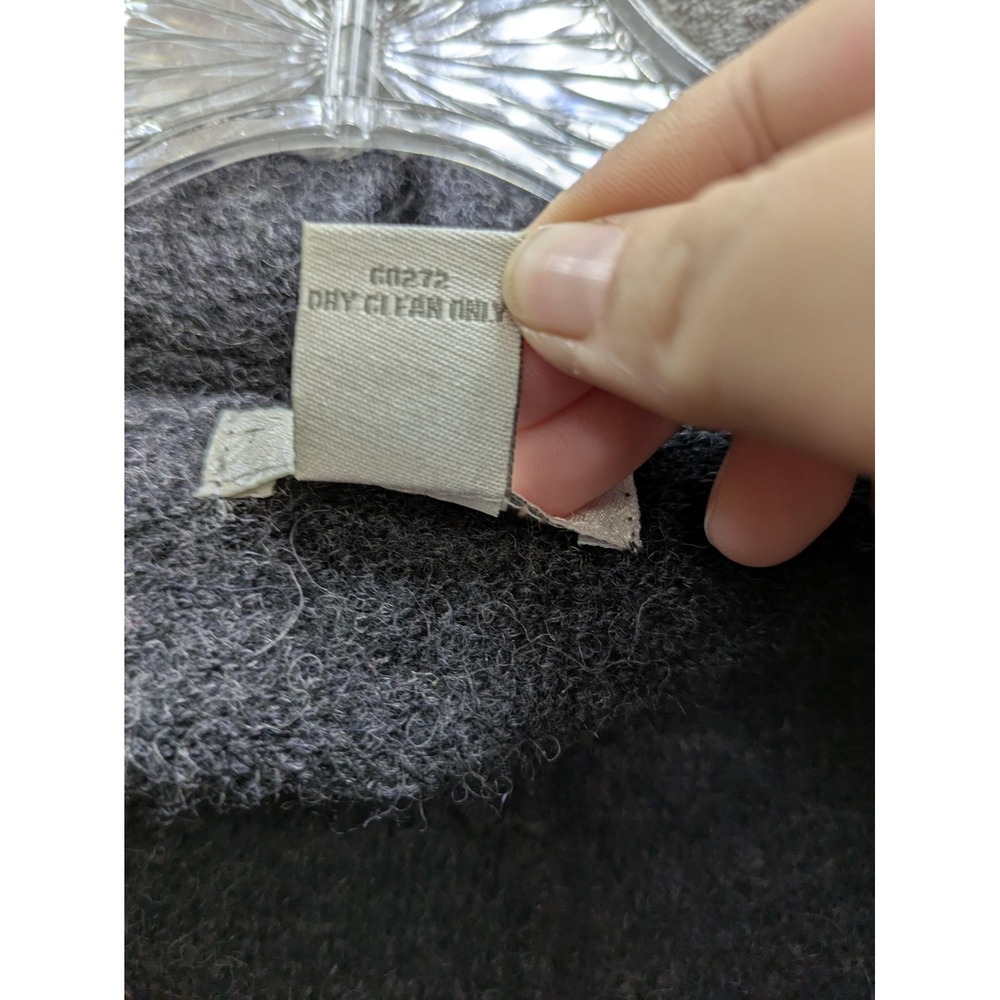 Tweeds Jacket Womens PL Gray Boiled Wool Ruffle Collar Full Zip Knit Short - Picture 4 of 8